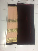 Womens Cream Color Georgette Saree With Blouse