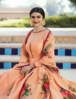 Women Peach Color Printed Ethnic Desighn Gown