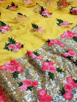 Womens Yellow Color Heavy Soft Mono Net Lehanga Choli