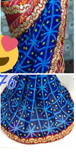 Womens Blue Color Georgette Saree With Gota Work