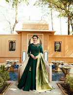 Women Green Color Printed Ethnic Desighn Gown