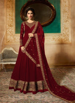 Women Red Color Printed Ethnic Desighn Gown