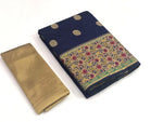 Womens Blue Color Silk Saree With Butta Work