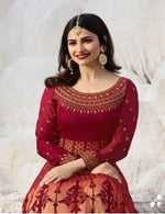 Women Red Color Semi stitched Fancy Dress Material