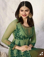 Women Green Color Semi stitched Fancy Dress Material
