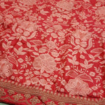 Womens Red Color Jalbari Silk With Taffeta Silk Lehanga Choli