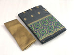 Womens Grey Color Silk Saree With Butta Work