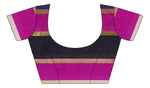 Womens Blue Pink Color Cotton Silk Saree With Plain With Jari Border Work