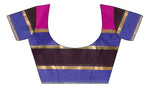 Womens Pink Blue Color Cotton Silk Saree With Plain With Jari Border Work