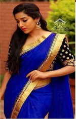 Womens Blue Color Pure Silk Saree With Blouse