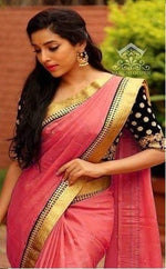 Womens Carrot Color Pure Silk Saree With Blouse