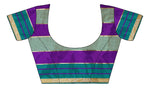 Womens Purple Rama Color Cotton Silk Saree With Plain With Jari Border Work