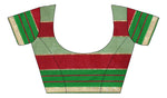 Womens Red Green Color Cotton Silk Saree With Plain With Jari Border Work