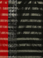 Cotton Silk Black And Red Color Plain Saree in crepe pattern With Blouse