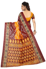 Womens OrangeRed Color Bhagalpuri Silk Saree With Blouse