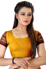 Womens OrangeRed Color Bhagalpuri Silk Saree With Blouse