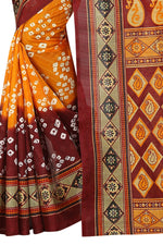 Womens OrangeRed Color Bhagalpuri Silk Saree With Blouse