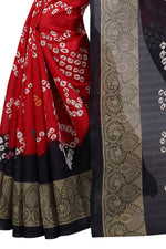 Womens RedBlack Color Bhagalpuri Silk Saree With Blouse