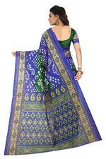 Womens BlueGreen Color Bhagalpuri Silk Saree With Blouse