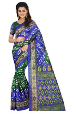 Womens BlueGreen Color Bhagalpuri Silk Saree With Blouse