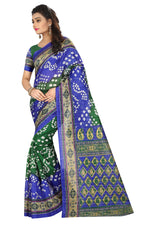 Womens BlueGreen Color Bhagalpuri Silk Saree With Blouse