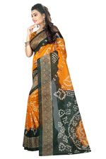 Womens YellowGreen Color Bhagalpuri Silk Saree With Blouse