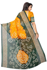 Womens YellowGreen Color Bhagalpuri Silk Saree With Blouse
