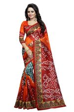 Womens Multi Color Bhagalpuri Silk Saree With Blouse