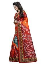 Womens Multi Color Bhagalpuri Silk Saree With Blouse