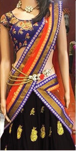 Womens Black Color  SATIN Lehanga Choli
