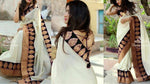 Womens Black Color Chanderi Cotton Saree With Dori Work