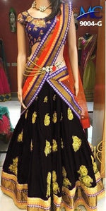 Womens Black Color  SATIN Lehanga Choli
