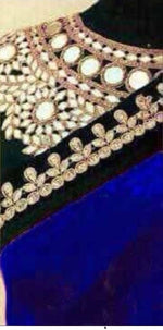 Womens Royal Blue Color Georgette Saree With MirrorBlouse