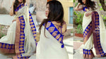 Womens Blue Color Chanderi Cotton Saree With Dori Work