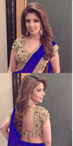 Womens Blue Color GEORGETTE Saree With Blouse