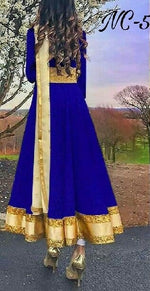 Women Blue Color Rasal Net Anarkali With Dupatta