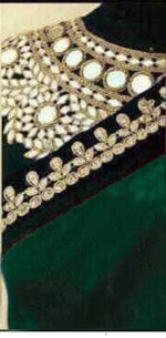 Womens Green Color Georgette Saree With MirrorBlouse