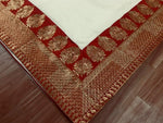 Chanderi Silk White Saree in Embroidery Work  With Blouse