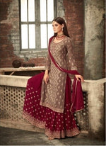 Women Coffee Color Printed Ethnic Salwar Suit