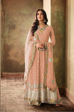 Women Peach Color  Printed Ethnic Salwar Suit
