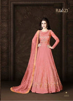 Women Carrot Color  Printed Ethnic Gown