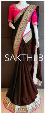 Womens Coffee Color Satin Georgette Saree With Blouse