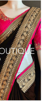 Womens Coffee Color Satin Georgette Saree With Blouse