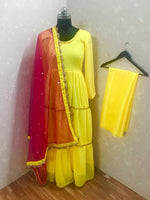 Women Yellow Color Semi Stitched Salwar Suit