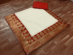 Chanderi Silk White Saree in Embroidery Work  With Blouse
