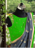 Womens Green Color Georgette Saree With Blouse