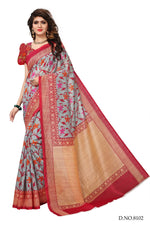 Bhagalpuri Silk Red Saree in printed pattern With Blouse
