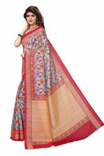Bhagalpuri Silk Red Saree in printed pattern With Blouse