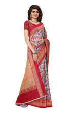 Bhagalpuri Silk Red Saree in printed pattern With Blouse