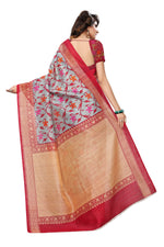 Bhagalpuri Silk Red Saree in printed pattern With Blouse